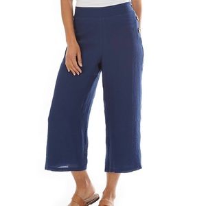 Apt 9 Small Navy Blue Wide Leg Pull On Crop Pants New D24